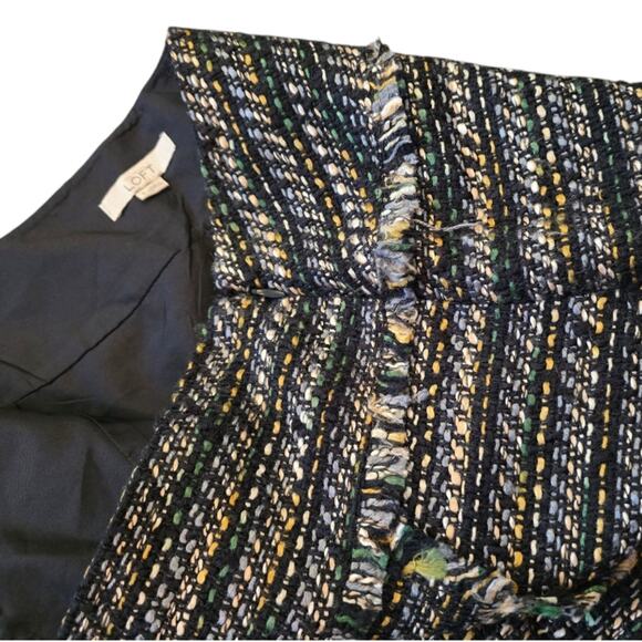 Loft Fringe Detail Chic Multicolor Tweed Skirt Size 6 - Picture 5 of 8